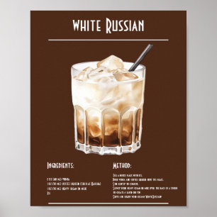 Creamy White Russian Recipe Pub Poster