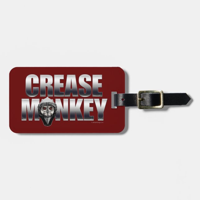 Crease Monkey (Hockey Goalie) Bagagebricka (Horisontell Framsida)