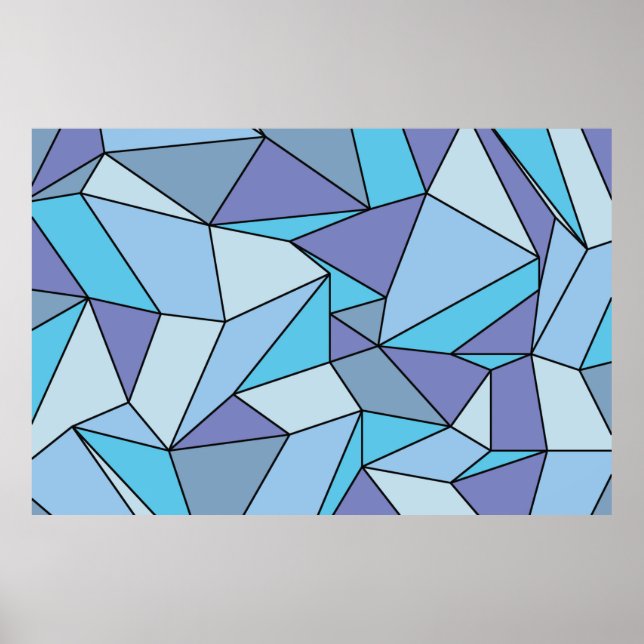 "Creases" Aqua Lila Extra Large Print Poster (Framsidan)