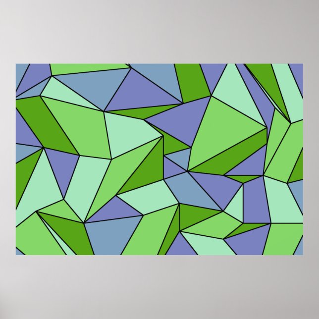 "Creases" Grönt Lila Extra Large Print Poster (Framsidan)