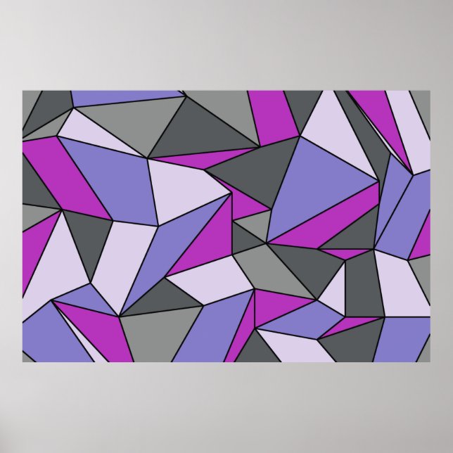 "Creases" Lila Grått Extra Large Print Poster (Framsidan)