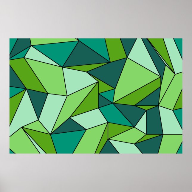 "Creases" Shades of Grönt Extra Large Print Poster (Framsidan)