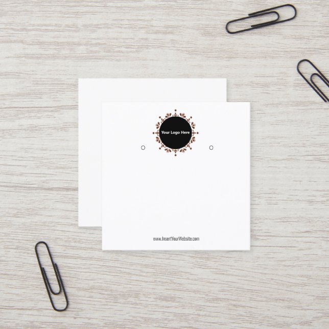 Creat Your Custom Logo Earring Display Card  Fyrkantigt Visitkort (Fram/Back In Situ)