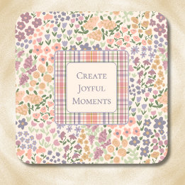 Create Joyful Moments Floral Plaid Coaster Set Underlägg