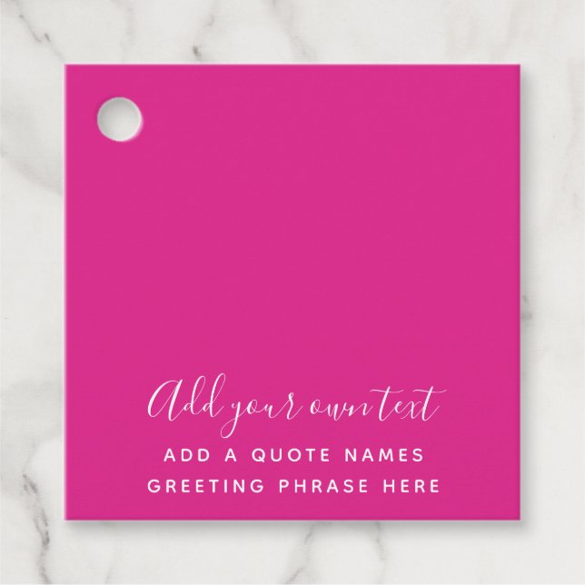 Create Own CERISE PINK Custom Text Personalized Gåvor Etiketter (Framsida)