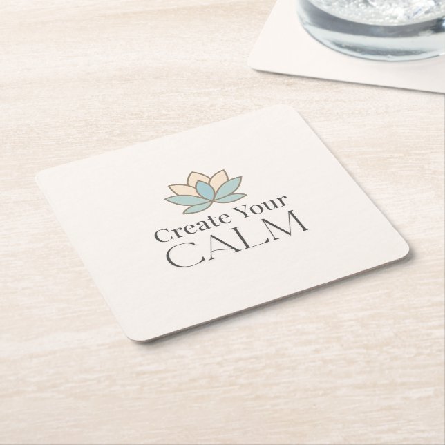 Create Your Calm Minimal Motivational Coaster Underlägg Papper Kvadrat (Vinklad)