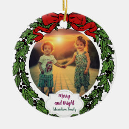 Create your Merry and Bright family christmas Julgransprydnad Keramik