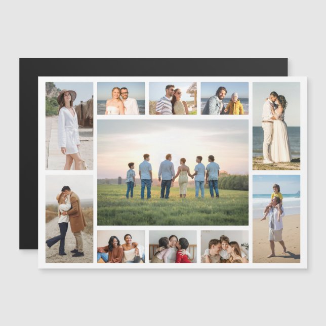 Create Your Own 11 Photo Collage Magnetic Card (Fram/baksida)
