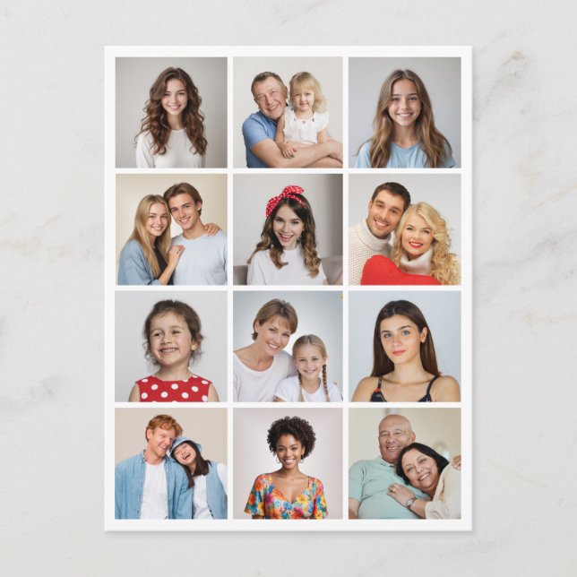 Create Your Own 12 Photo Collage Vykort (Framsida)