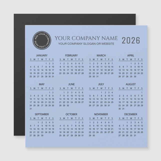 Create Your Own 2026 Company Calendar | Magnet (Fram/baksida)