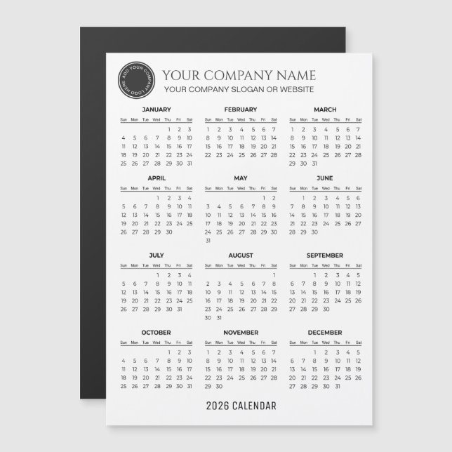 Create Your Own 2026 Company Calendar | Magnet (Fram/baksida)