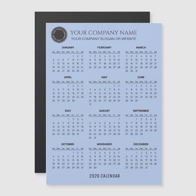 Create Your Own 2026 Company Calendar | Magnet (Fram/baksida)
