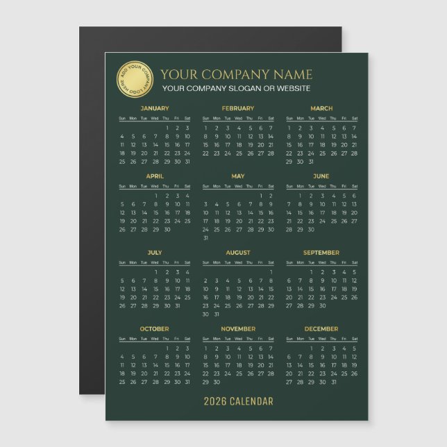 Create Your Own 2026 Company Calendar | Magnet (Fram/baksida)