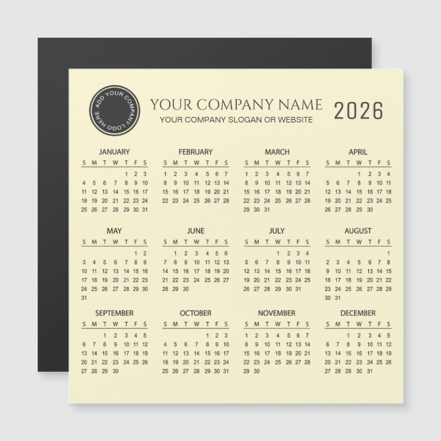 Create Your Own 2026 Company Calendar | Magnet (Fram/baksida)