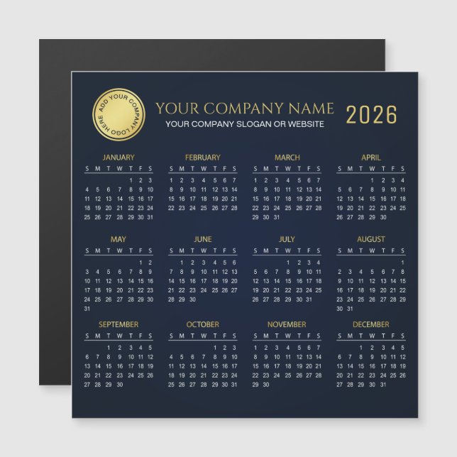 Create Your Own 2026 Company Calendar | Magnet (Fram/baksida)