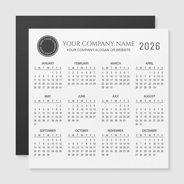 Create Your Own 2026 Company Calendar | Magnet (Fram/baksida)