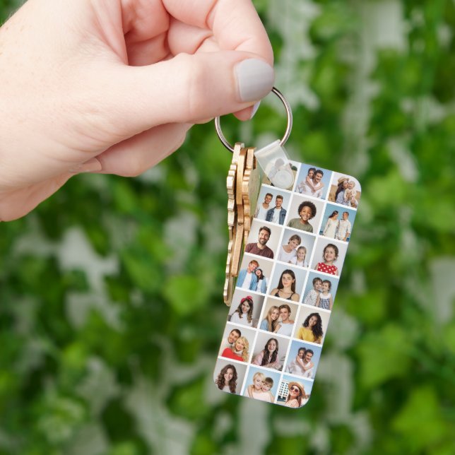 Create Your Own 21 Photo Collage Editable Color Nyckelring (Hand)