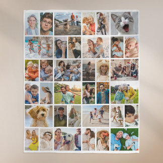Create Your Own 36 Photo Collage White Fleecefilt