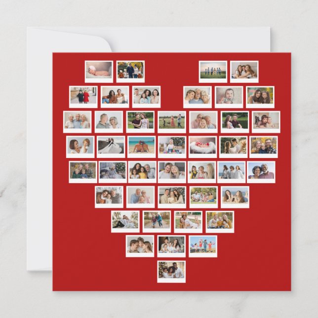 Create Your Own 44 Photo Collage Heart Kort (Framsida)