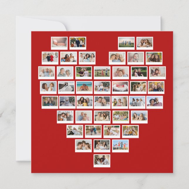 Create Your Own 44 Photo Collage Red Heart Kort (Framsida)