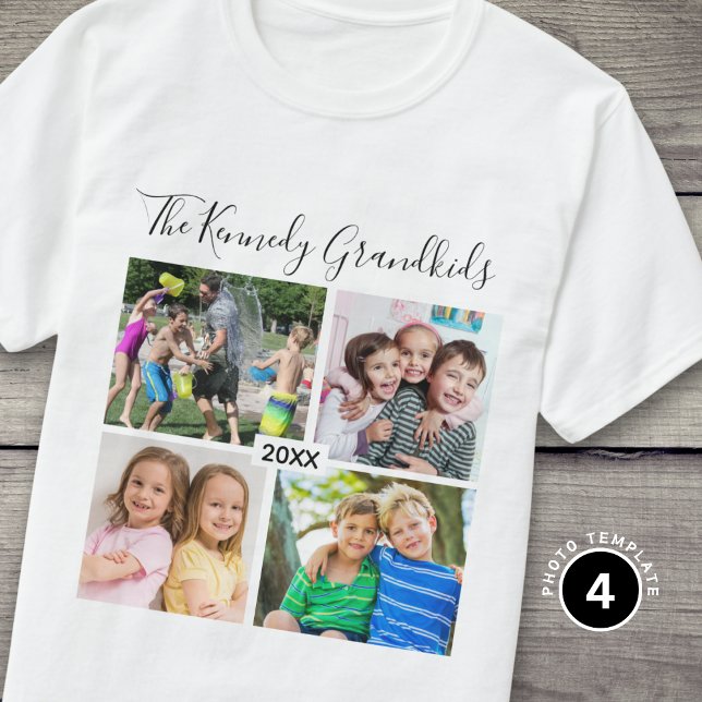Create Your Own 4 Grandkids Photo Grandpararents T Shirt (Skapare uppladdad)