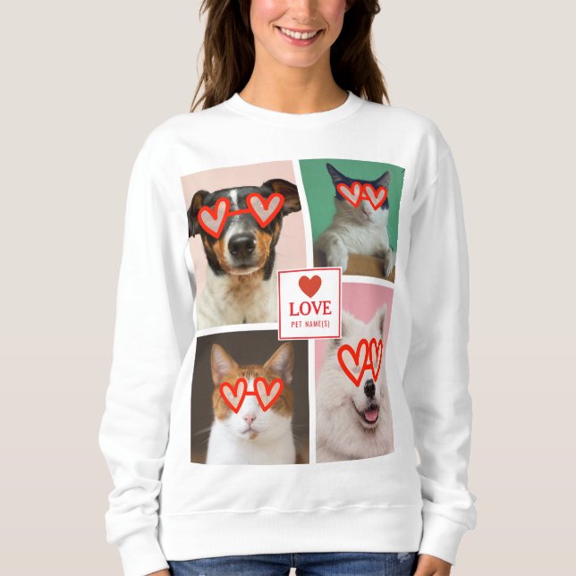 Create Your Own 4 Pet Photo Valentine Collage T Shirt (Framsida)