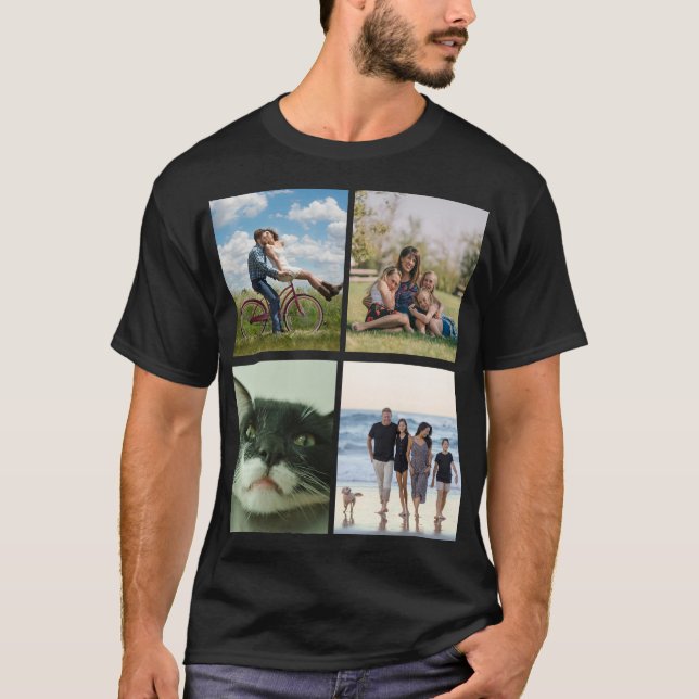 Create Your Own 4 Photo Collage Picture T Shirt (Framsida)