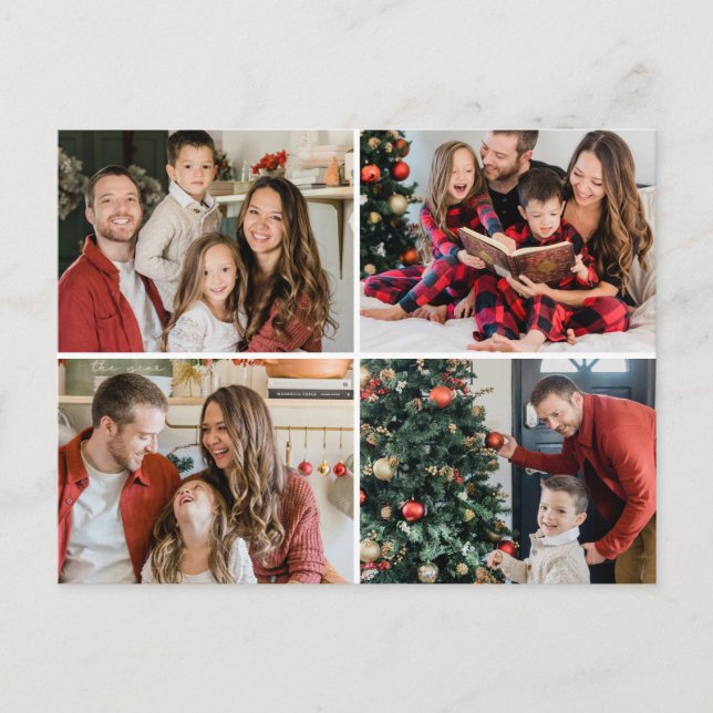 Create Your Own 4 Photo Custom Picure Helg Vykort (Framsida)