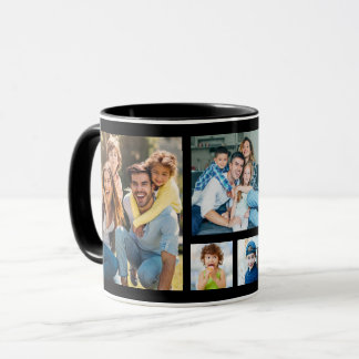 Create Your Own 5 Photo Picture Collage Black Mugg