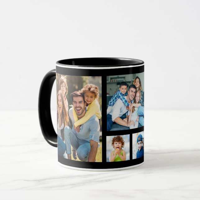 Create Your Own 5 Photo Picture Collage Black Mugg (Framsida vänster)