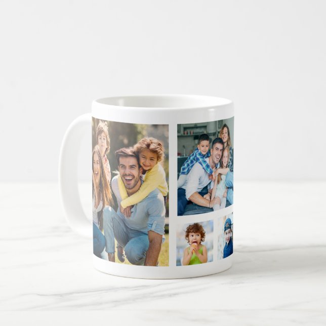 Create Your Own 5 Photo Picture Collage White Kaffemugg (Framsida vänster)
