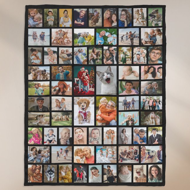 Create Your Own 68 Photo Collage Black Fleecefilt (Skapare uppladdad)