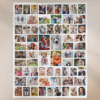 Create Your Own 68 Photo Collage White Fleecefilt