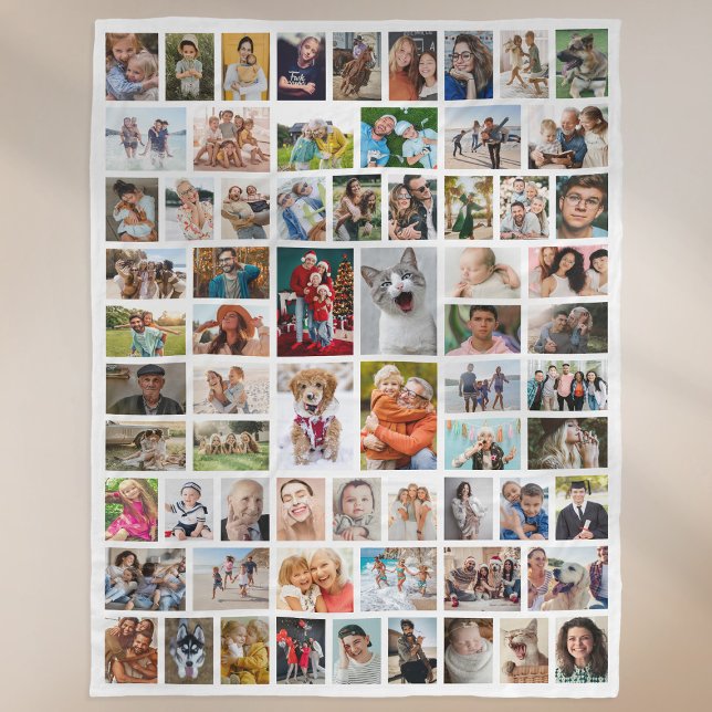Create Your Own 68 Photo Collage White Fleecefilt (Skapare uppladdad)