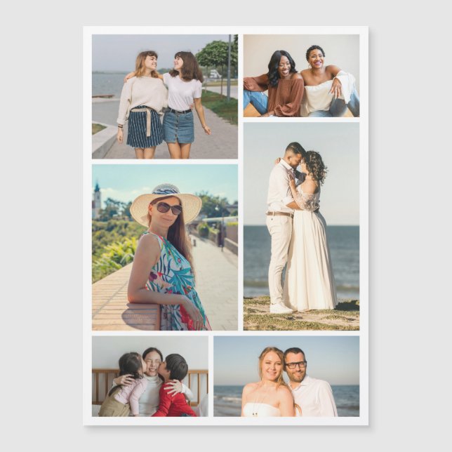 Create Your Own 6 Photo Collage Magnetic Card (Framsida)
