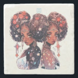 Create Your Own African American Woman Gemini Stenunderlägg<br><div class="desc">This coaster features enchanting artwork that you can customize by personalizing them to decorate your home & ritual space or for every day use. Perfect for adding a personal touch to any handfasting, wedding, or special occasion, they also make terrific gifts for friends, family & your sister witches. Inspired by...</div>