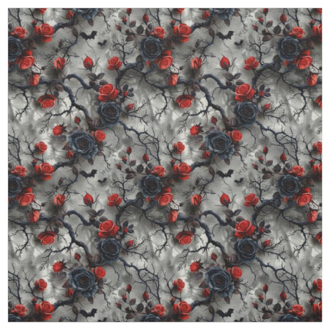 Create Your Own Bats Red Rose Gothic Grey Tyg (Prov)