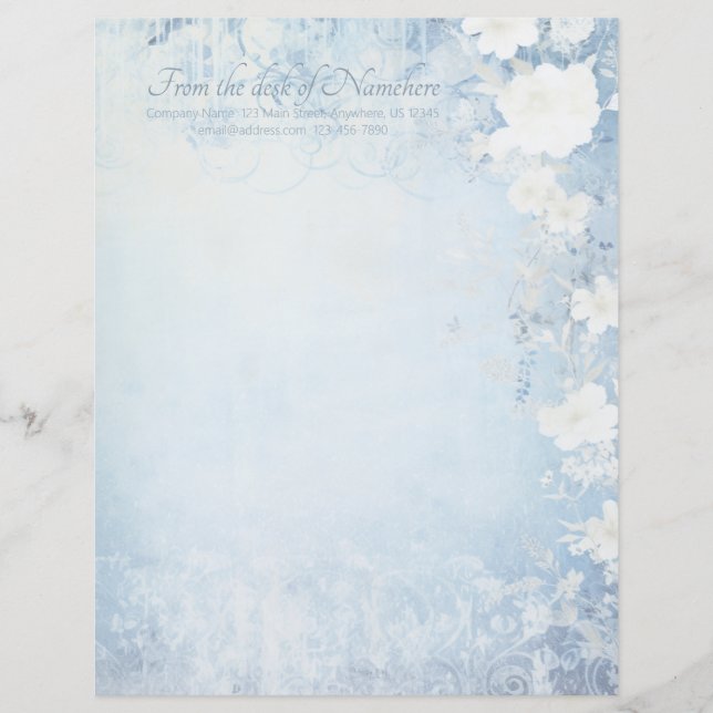 Create Your Own Blue Shabby Chic Apple Blossoms Brevhuvud (Framsida)