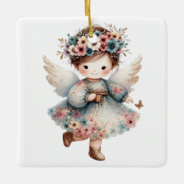 Create Your Own Charming Floral Christmas Angel Julgransprydnad Keramik