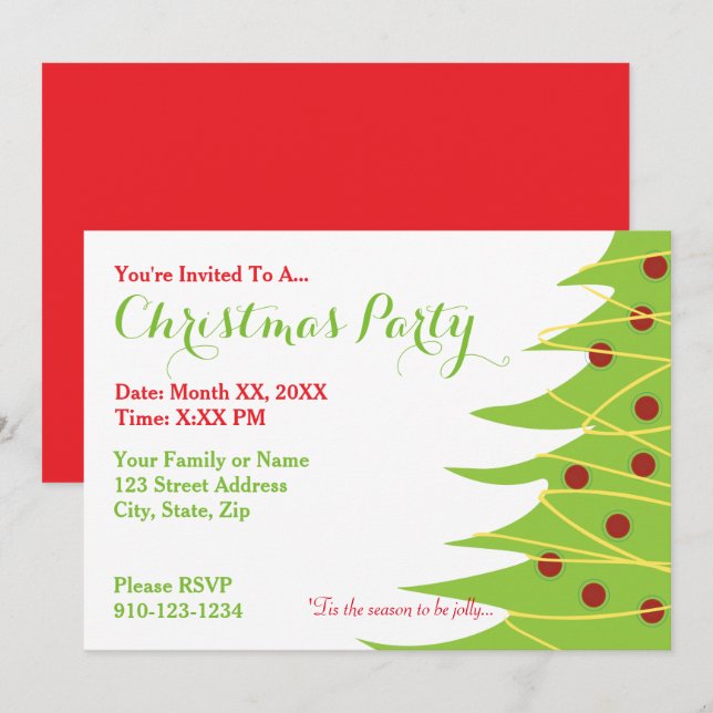 Create Your Own Christmas Party Invitation Inbjudningar (Fram/baksida)