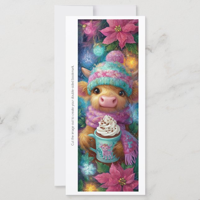Create Your Own Cozy Highland Calf Bookmark Card (Framsida)