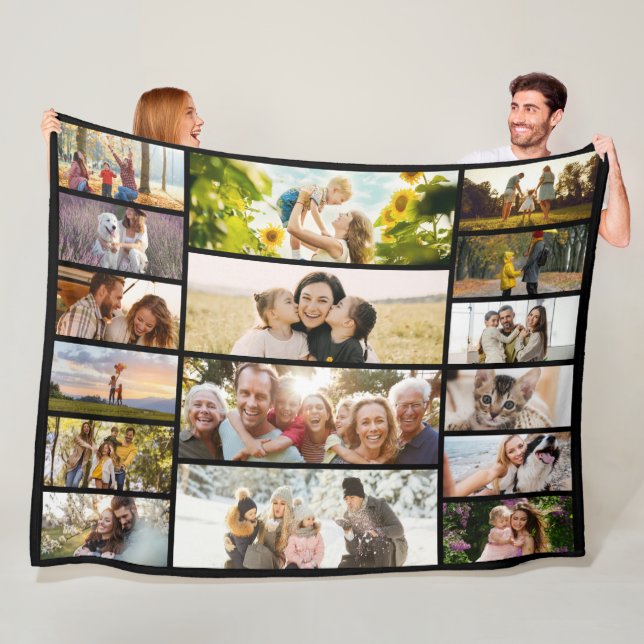 Create Your Own Custom 16 Photo Collage Fleecefilt (På plats)