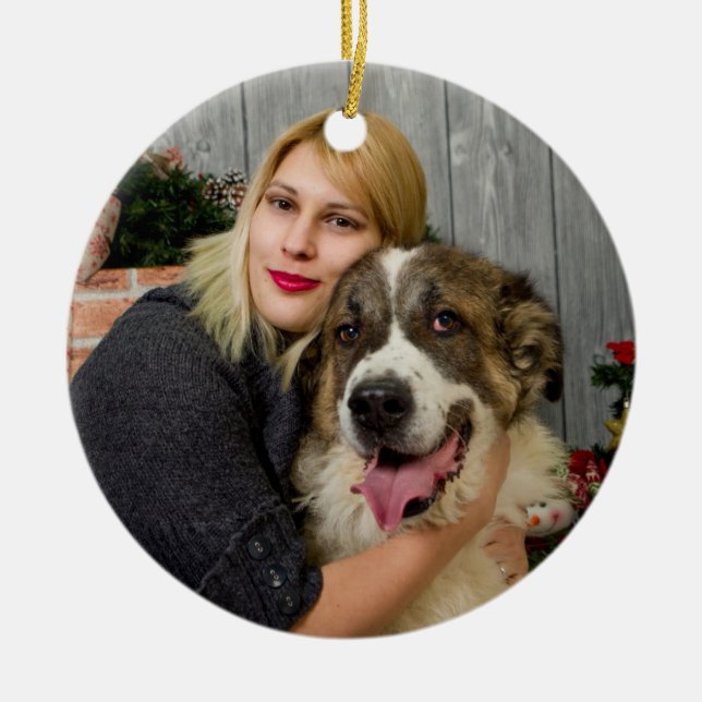 Create Your Own Custom 2 Photo Collage Double Side Julgransprydnad Keramik (Framsidan)