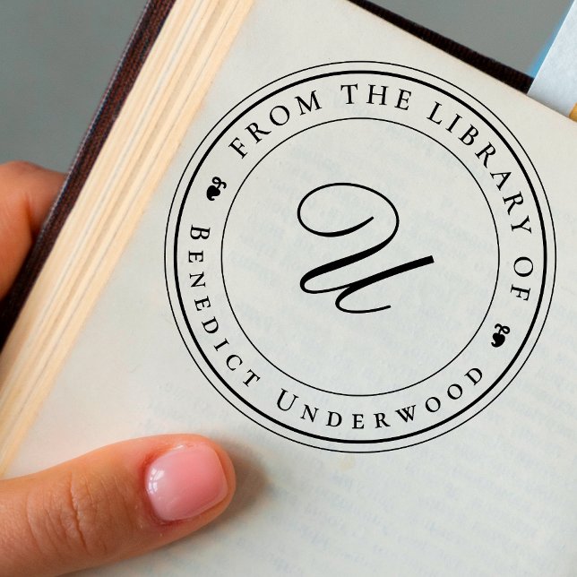 Create Your Own Custom Monogram & Ivy Bookplate Stämpel (Skapare uppladdad)