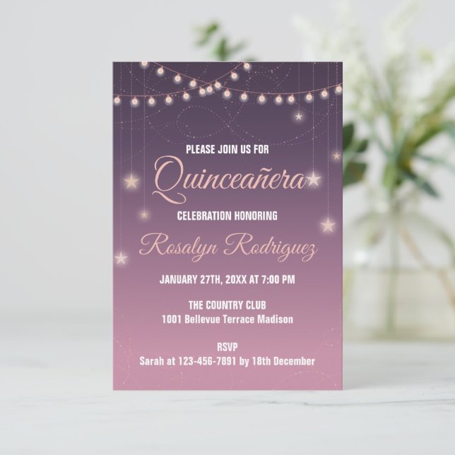 create your own custom Quinceanera 15 birthday Inbjudningar (Stående Fram)