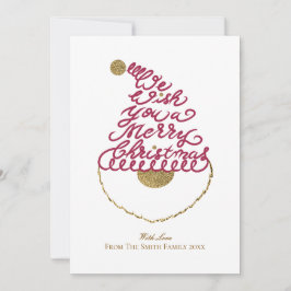 Create Your Own Cute Glitter Santa Christmas Flat  Julkort