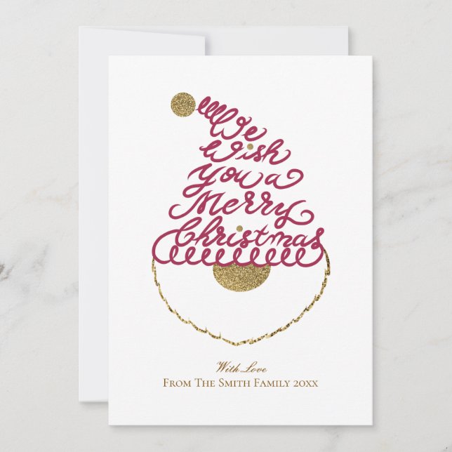 Create Your Own Cute Glitter Santa Christmas Flat  Julkort (Framsida)