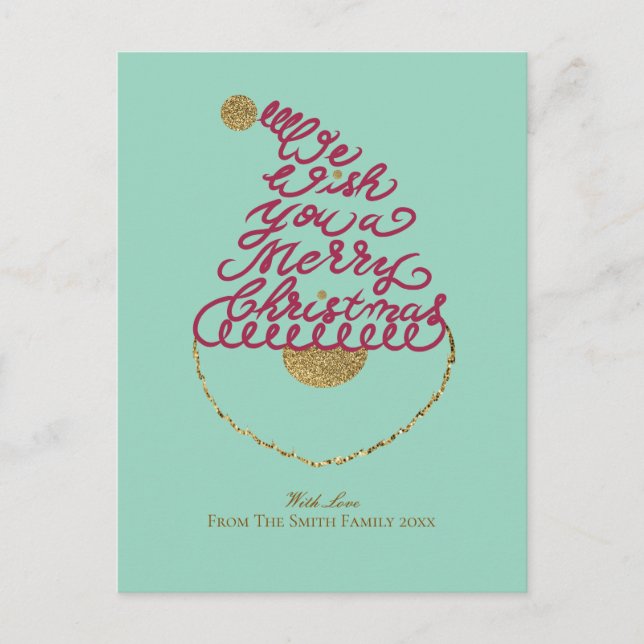 Create Your Own Cute Glitter Santa Christmas  Helg Vykort (Framsida)