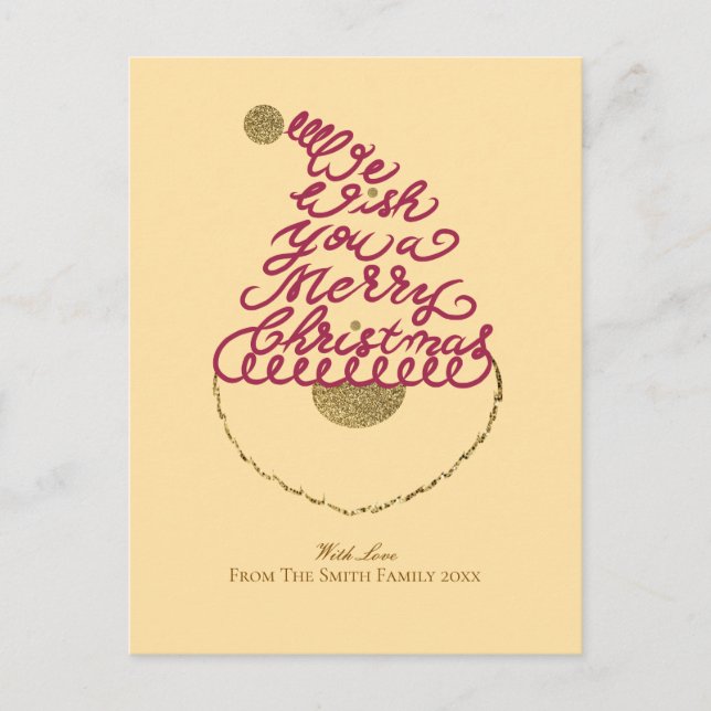 Create Your Own Cute Glitter Santa Christmas  Helg Vykort (Framsida)