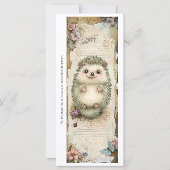 Create Your Own Cute Hedgehog Bookmark Card (Framsida)